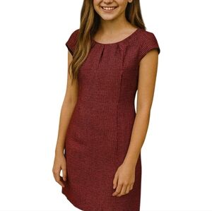 Wool Blend Houndstooth Midi Shift Dress By Eshatki